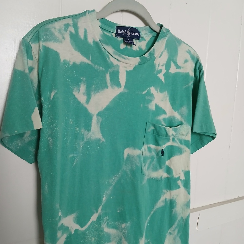 Vintage Polo Ralph Lauren Single Stitch T-Shirt Men's Small Pocket Pony SS Green - Picture 12 of 13